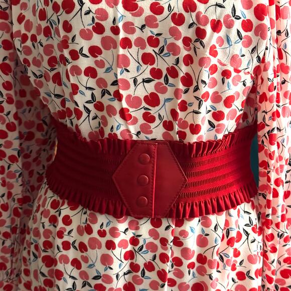 ⭐ 🔥 50% OFF SALE — FINAL PRICE Chic LOFT Cherry Print Dress w Belt - M- NWT - Picture 2 of 13
